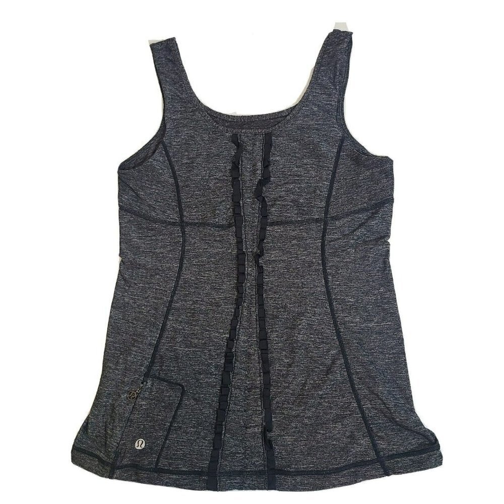 Lululemon Sleeveless Activewear Shirt Gym Tank Top Running Black Gray Size 8 - Picture 1 of 6